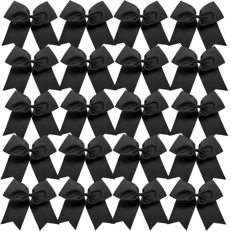 Hipcheer 20pcs 8 Large Black Cheer Bows for Girls Handmade Grosgrain Ribbon Hair Accessories for Teen Girls Softball Cheerleader Sports Black
